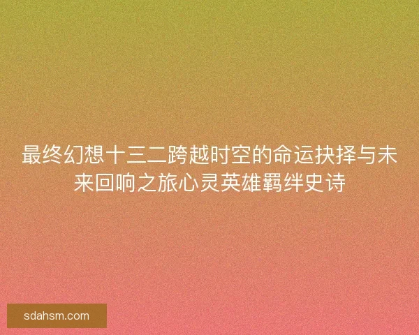 最终幻想十三二跨越时空的命运抉择与未来回响之旅心灵英雄羁绊史诗