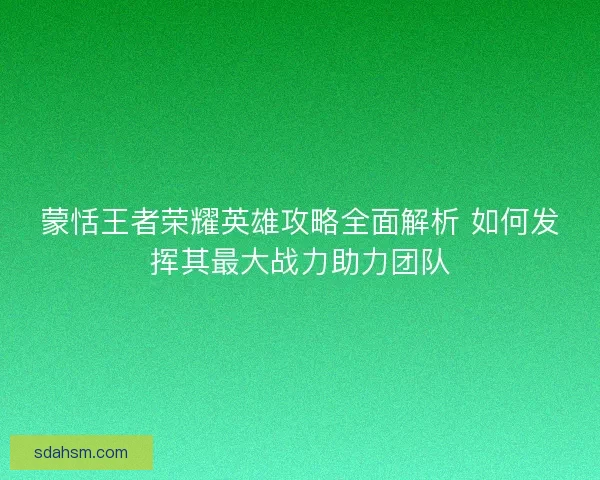 蒙恬王者荣耀英雄攻略全面解析 如何发挥其最大战力助力团队